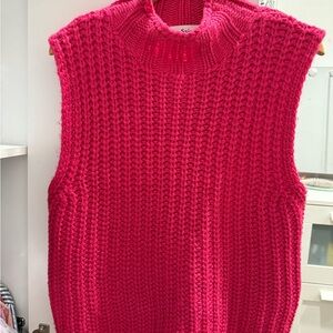 Cozy Pink Knit Sleeveless Sweater